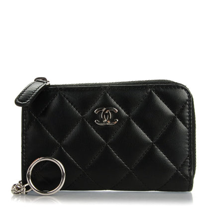 Chanel Lambskin Quilted Key Holder Case Black 1 of 7