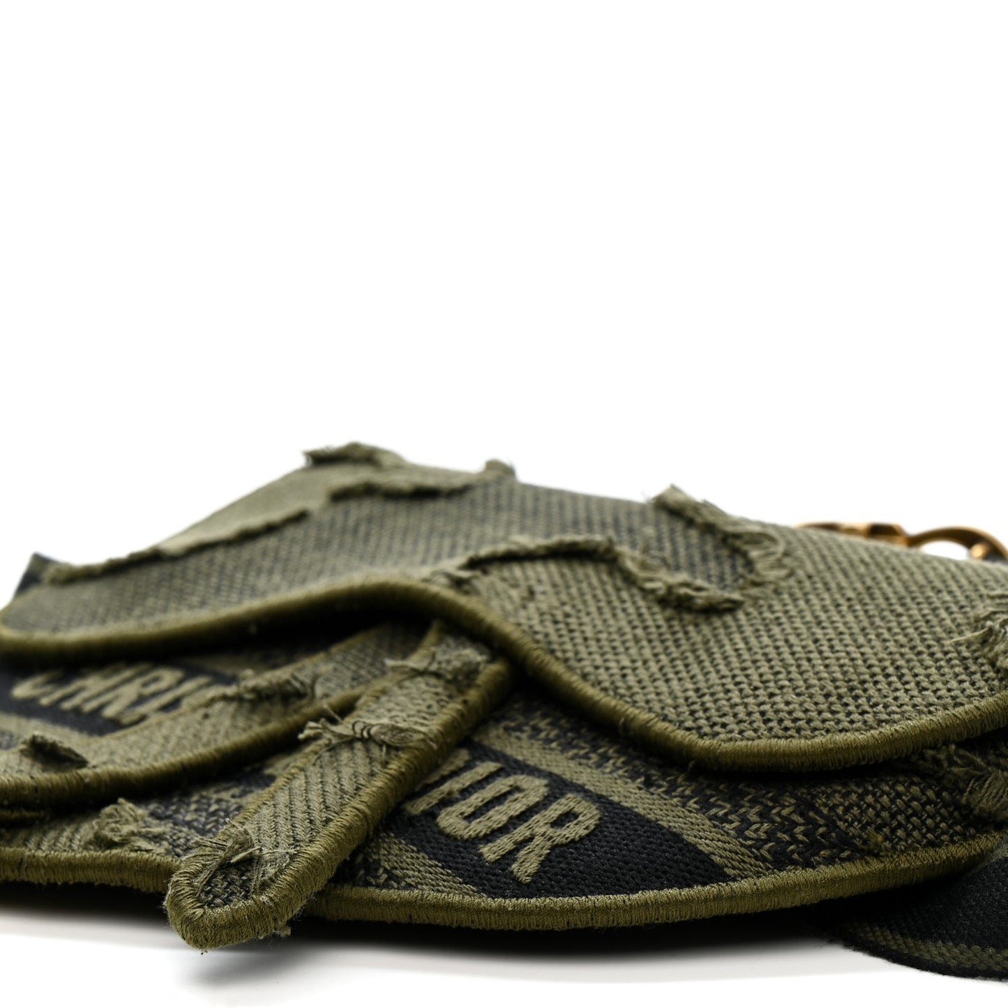 Canvas Embroidered Camouflage Saddle Belt Bag Green