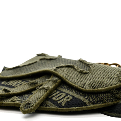 Christian Dior Canvas Embroidered Camouflage Saddle Belt Bag Green 10 of 10