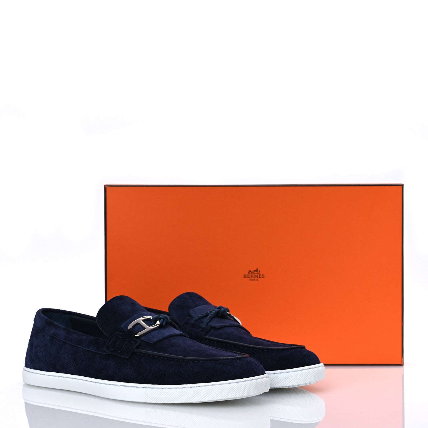 Hermes Suede Calfskin Ignacio Loafers 43 Bleu Marine 11 of 11