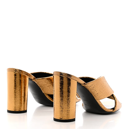 Saint Laurent Metallic Supercrack Calfskin LouLou 95 Mule Sandals 37 Chestnut 4 of 9
