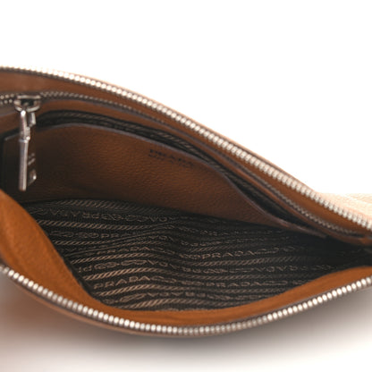 Prada Vitello Daino Zippered Crossbody Bag Brandy 4 of 9
