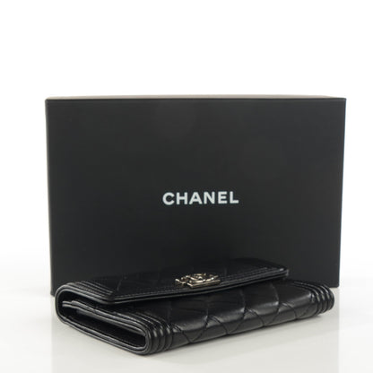Chanel Calfskin Quilted Boy Card Holder Wallet Black 4 of 8