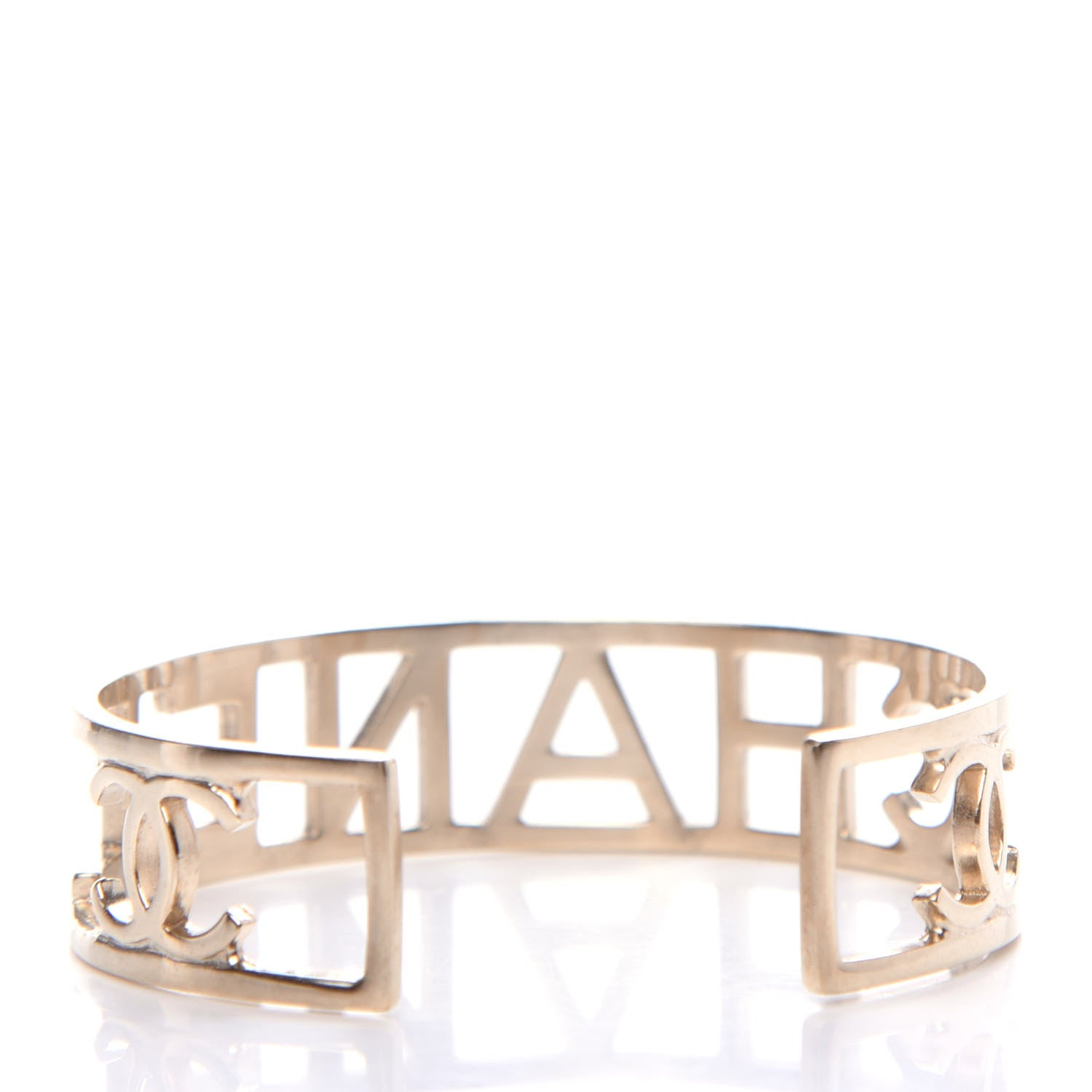 Chanel Metal Logo Cuff Gold 3 of 4
