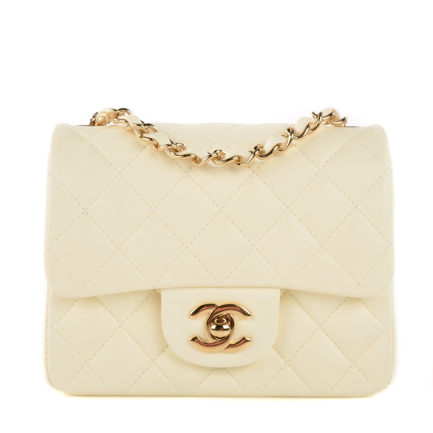 Chanel Lambskin Quilted Mini Square Flap Dark White 1 of 9