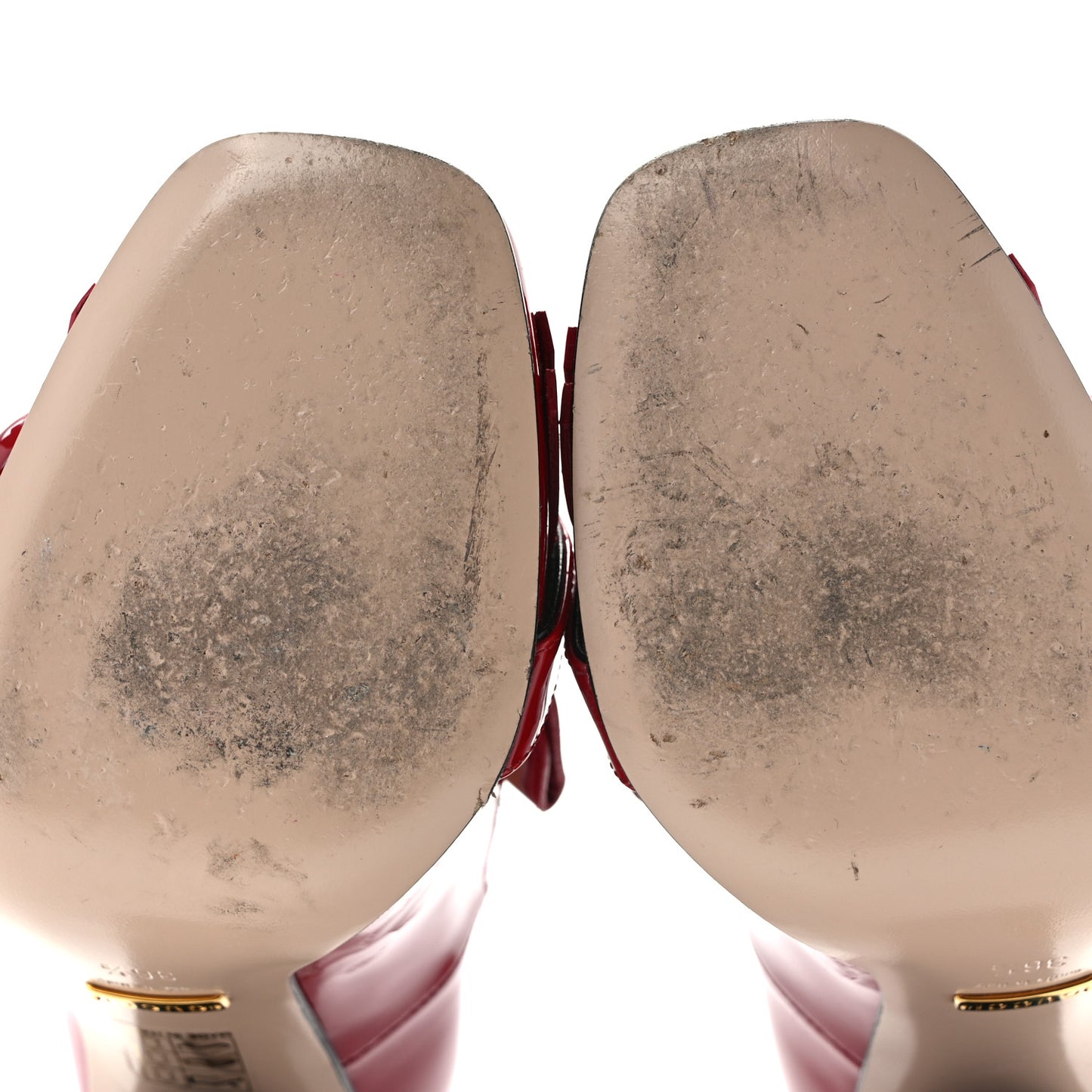 Vernice Crystal Enamel GG Marmont Fringe 105mm Loafer Pumps 36.5 Hibiscus Red Black