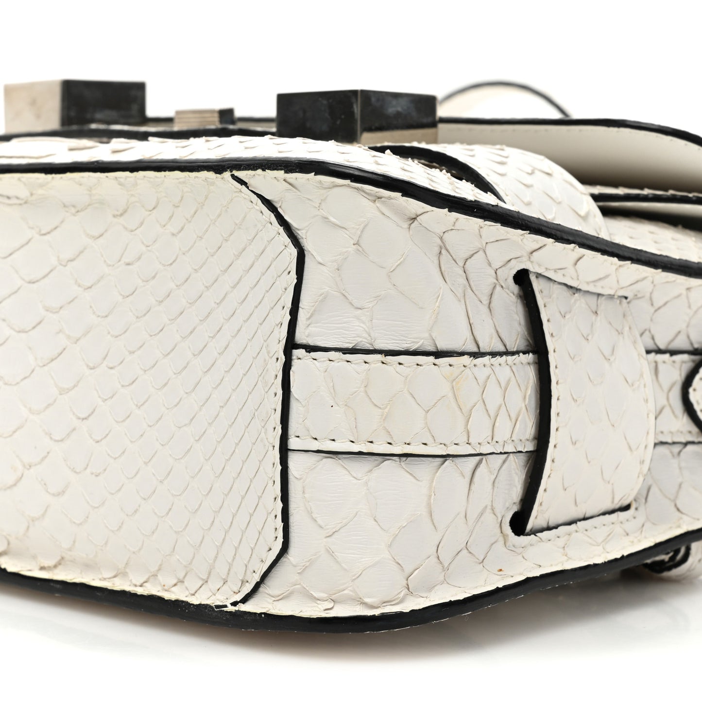 Snakeskin PS11 Mini Classic Shoulder Bag White