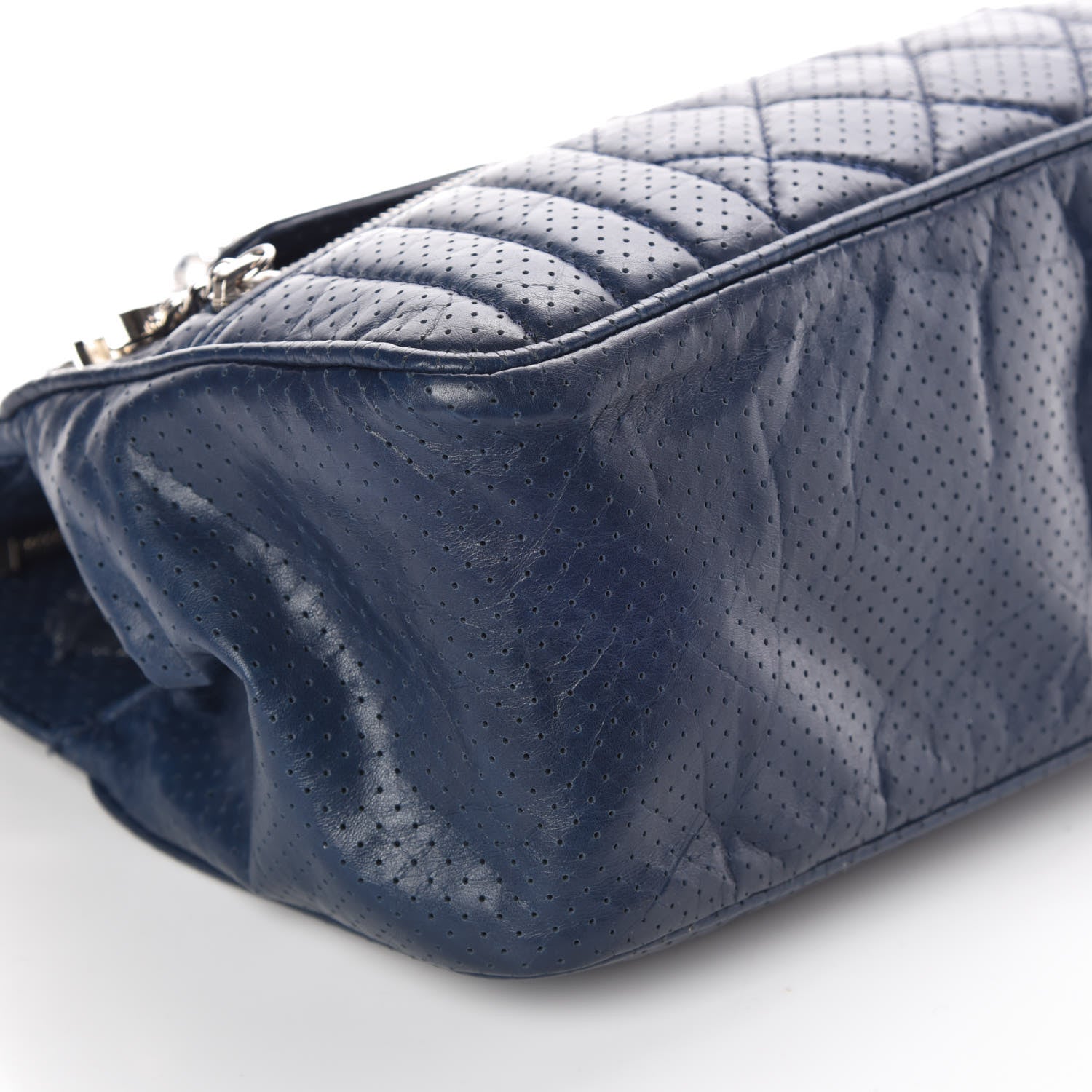 Chanel Calfskin Perforated 50's Satchel Marine Fonce 5 of 10