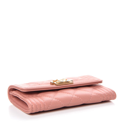 Chanel Caviar Quilted Boy Card Holder Wallet Powder Pink 4 of 9