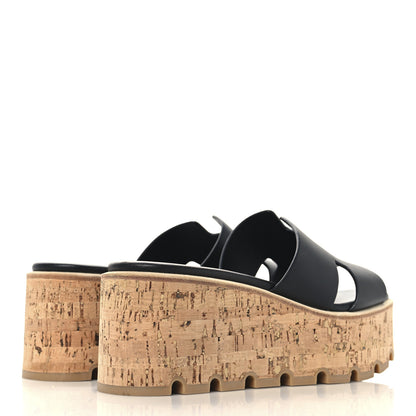 Hermes Calfskin Cork Eze 30 Sandals 36 Black 5 of 9