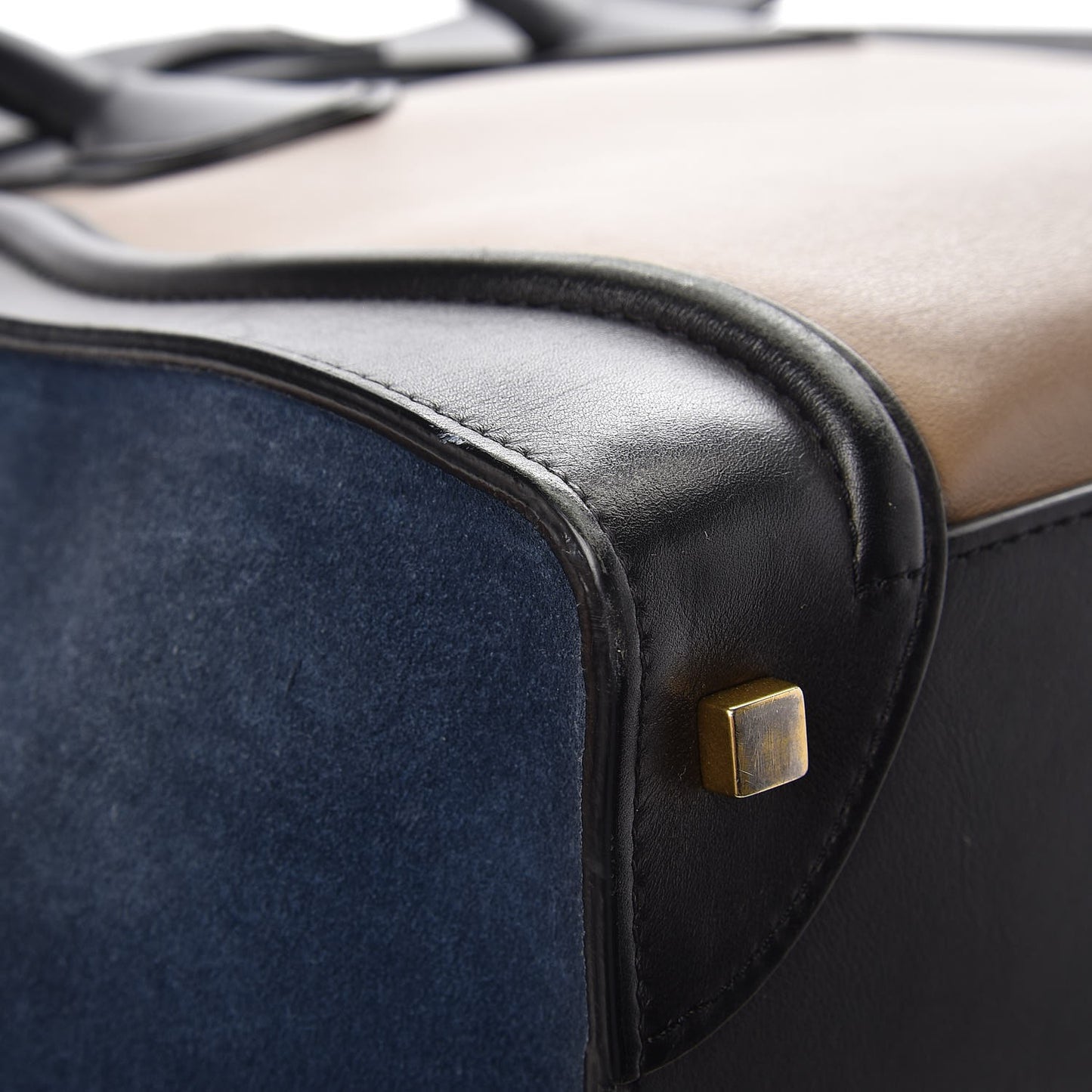 Smooth Calfskin Suede Mini Tri-Color Luggage Beige