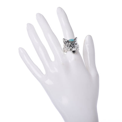 Gucci Sterling Silver Resin Anger Forest Wolf Head Ring 54 6.75 2 of 11