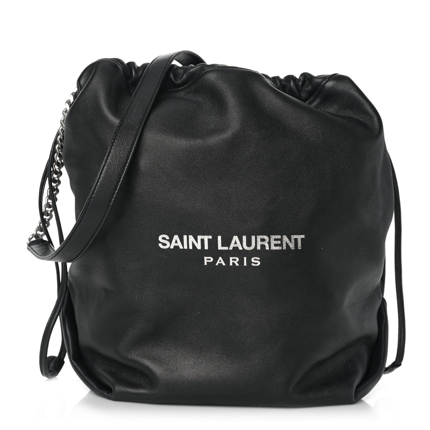 Lambskin Teddy Drawstring Bag Black