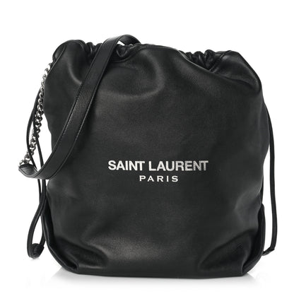 Saint Laurent Lambskin Teddy Drawstring Bag Black 3 of 8