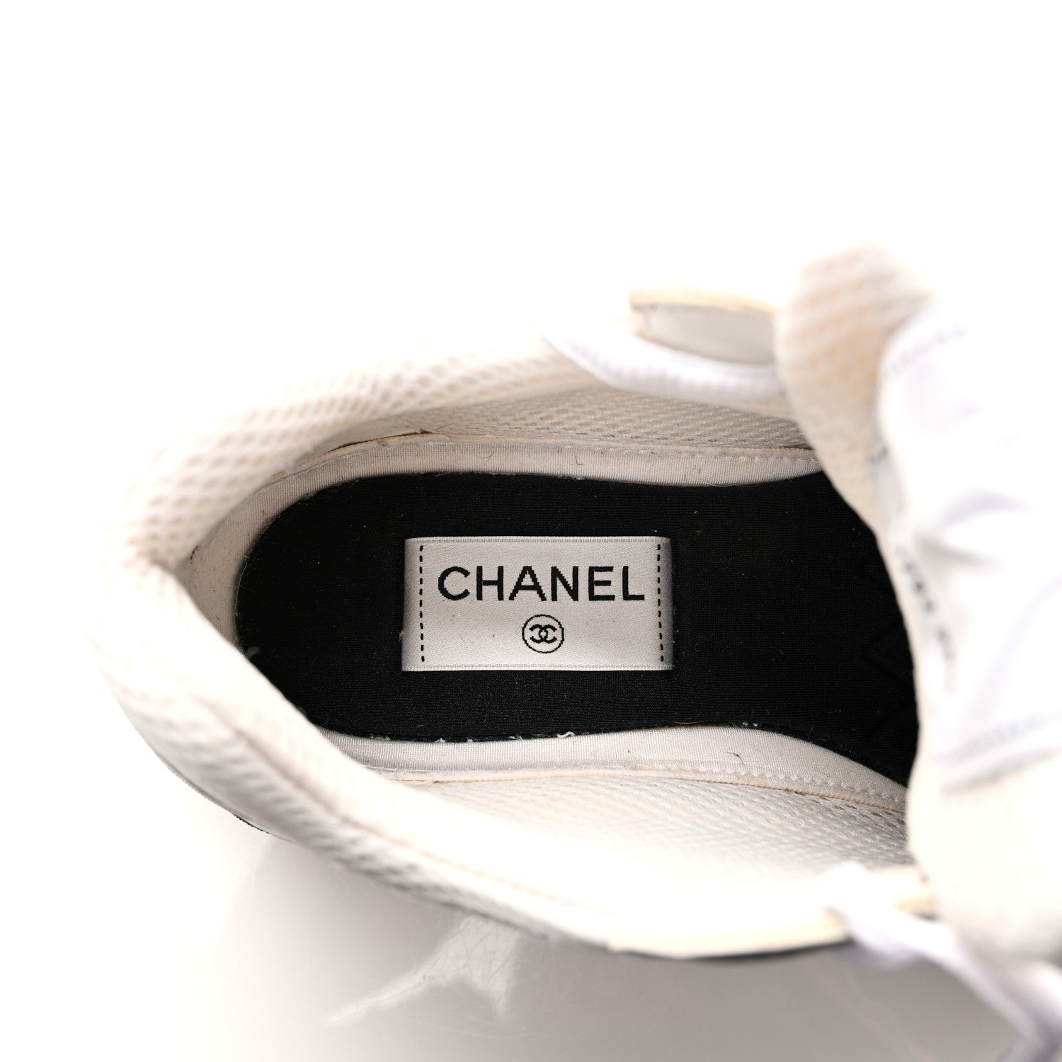 Chanel Fabric Laminated Calfskin Stretch CC Womens Sneakers 39.5 White Silver 7 of 12