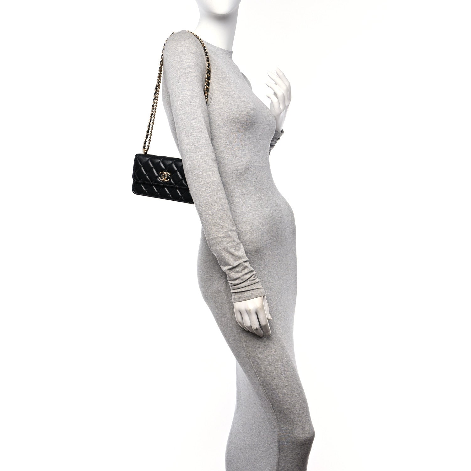 Chanel Lambskin Quilted Dynasty Flap Phone Holder With Chain Black 2 of 11