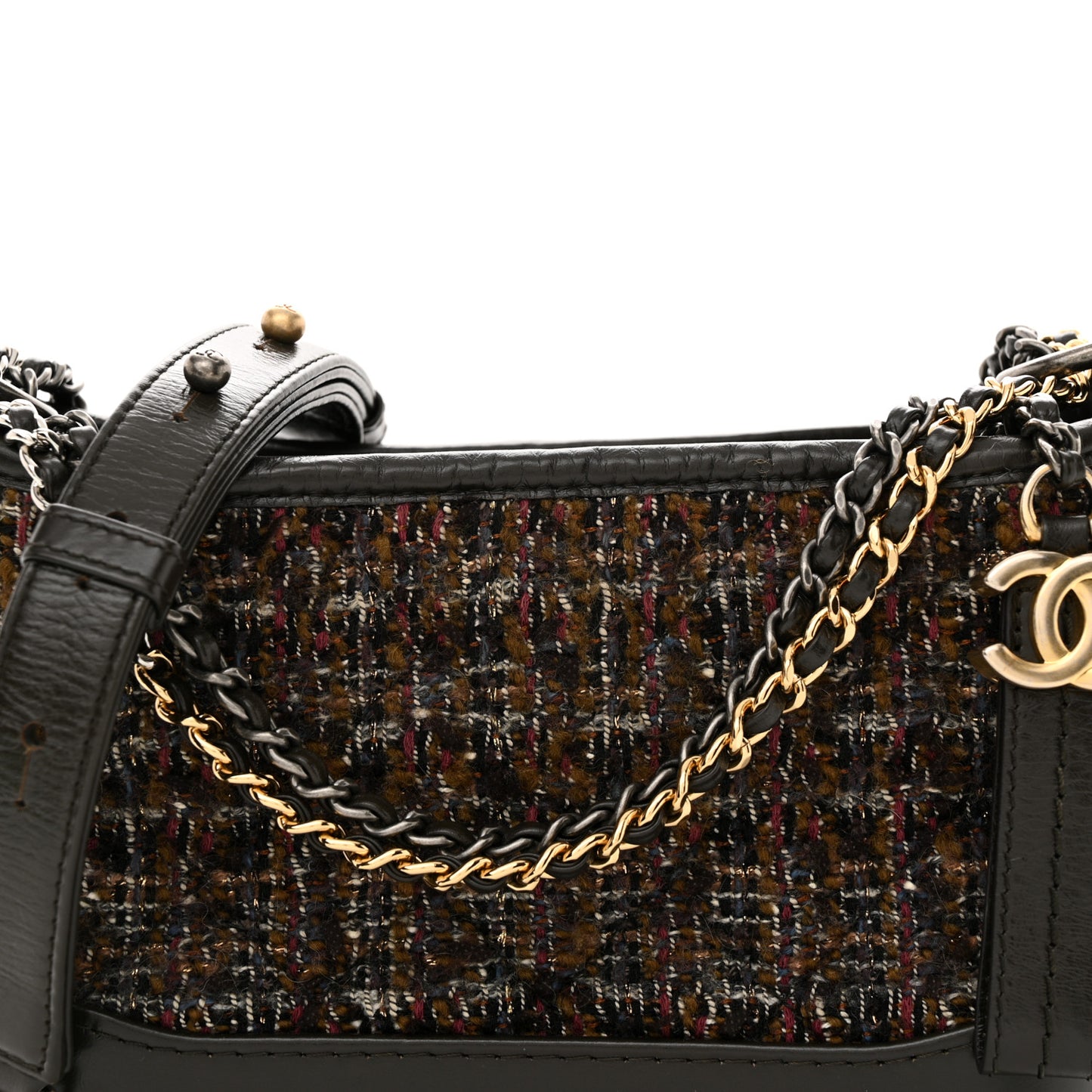 Tweed Calfskin Small Gabrielle Hobo Brown