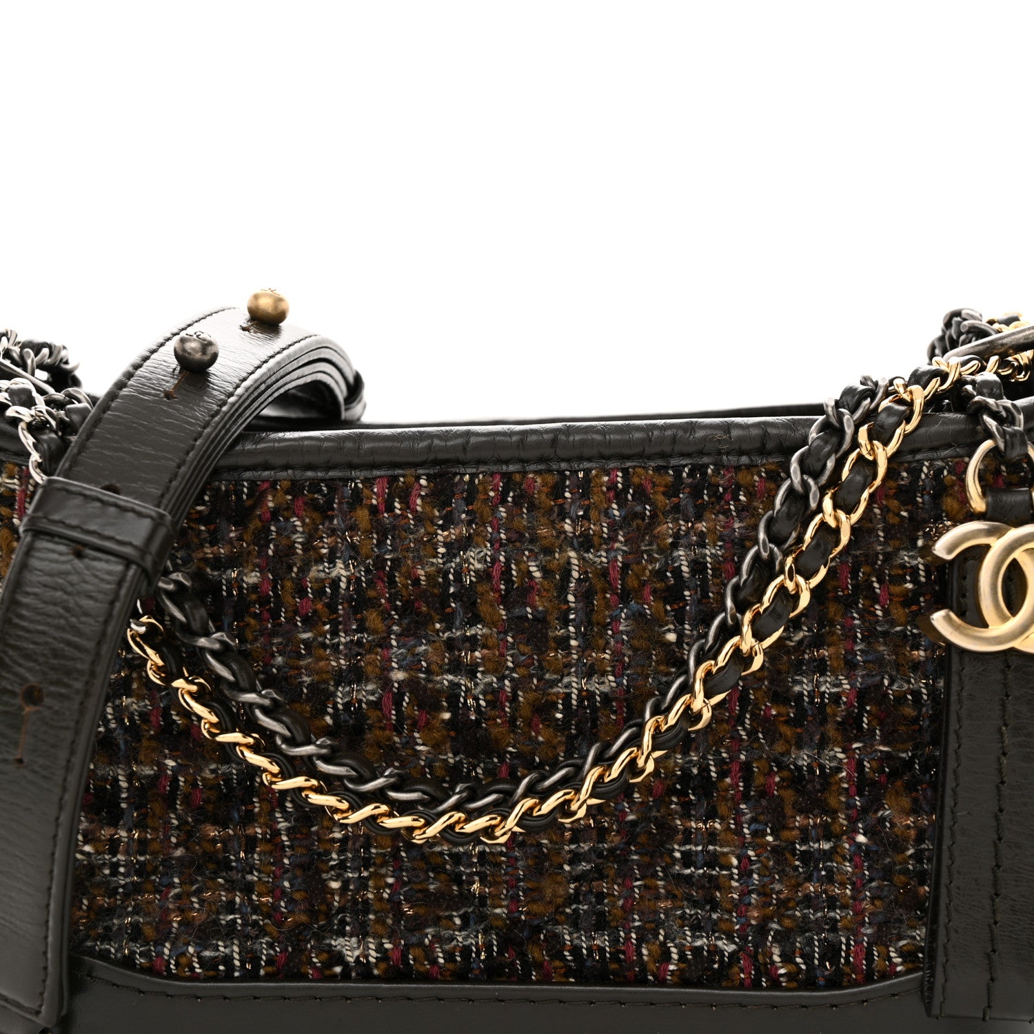 Chanel Tweed Calfskin Small Gabrielle Hobo Brown 8 of 10