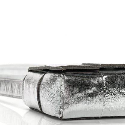 Bottega Veneta Metallic Lambskin Maxi Intrecciato Extra Mini Cassette Crossbody Bag Silver 7 of 9