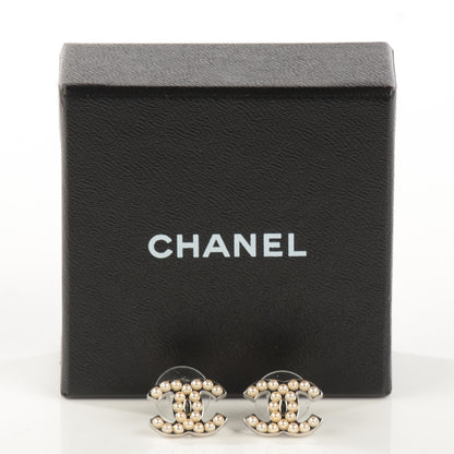 Chanel Pearl CC Earrings Silver 5 of 5