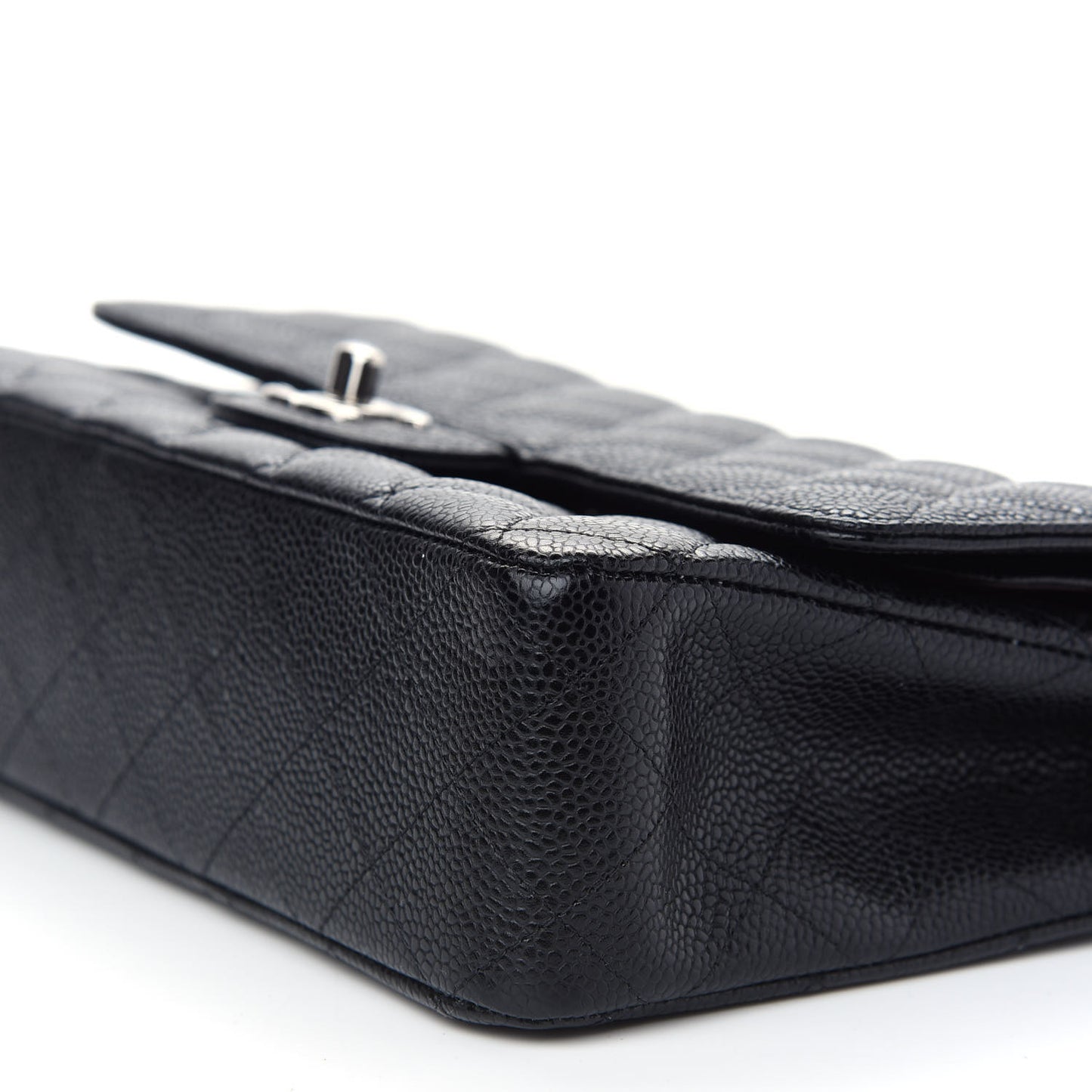 Caviar Quilted Medium Double Flap Black