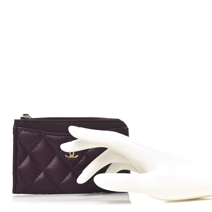 Chanel Caviar Quilted CC Zip Around Card Holder Burgundy 2 of 8