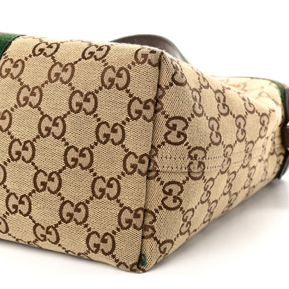 Gucci Monogram Web Small Giglio Tote Beige Dark Brown 10 of 10