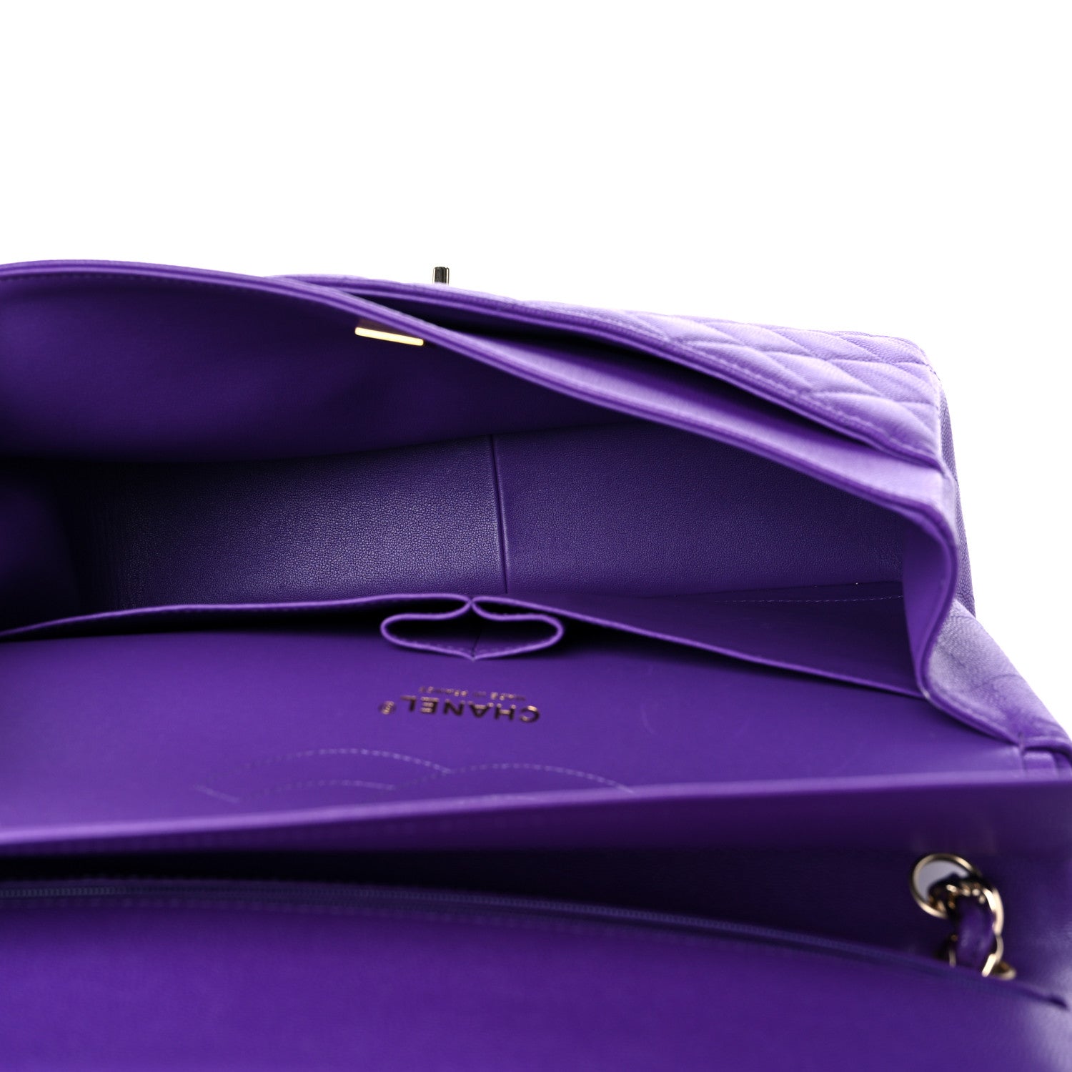 Chanel Caviar Quilted Jumbo Double Flap Dark Purple 5 of 12