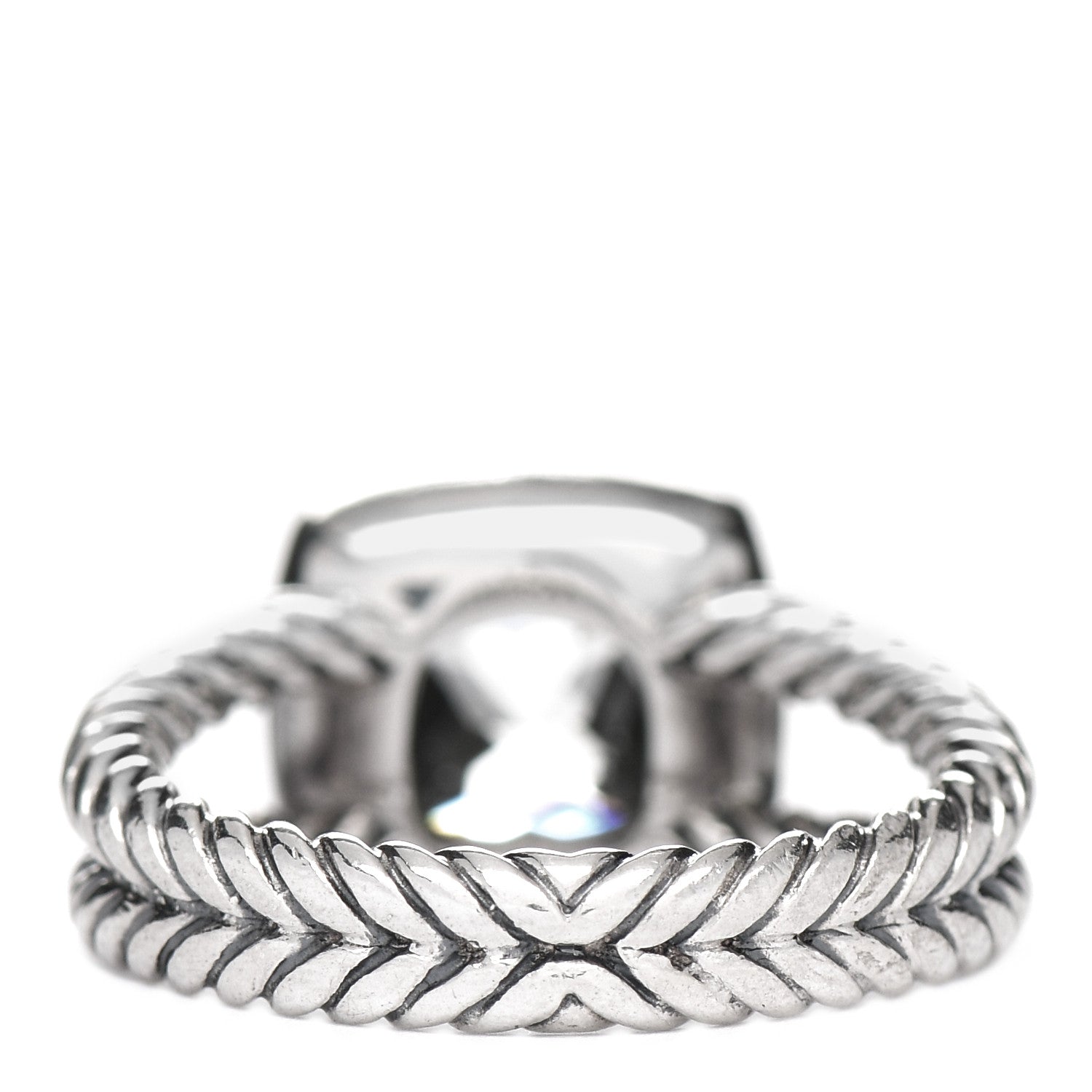 David Yurman Sterling Silver Diamond Prasiolite 7mm Petite Albion Ring 52 6 3 of 5