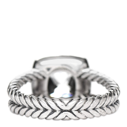 David Yurman Sterling Silver Diamond Prasiolite 7mm Petite Albion Ring 52 6 3 of 5