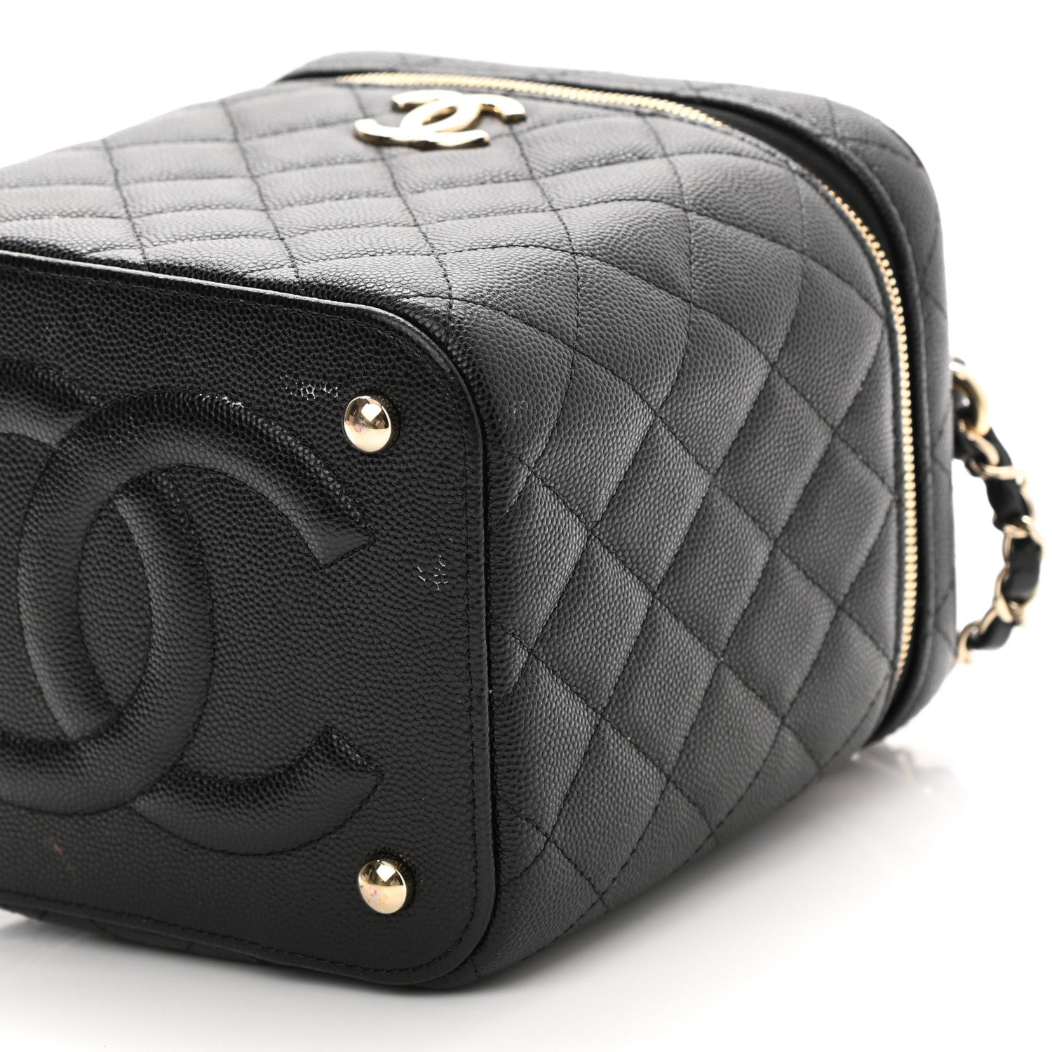 Chanel Caviar Quilted Small Top Handle Vanity Case With Chain Black 10 of 12