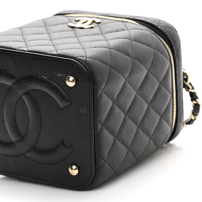 Chanel Caviar Quilted Small Top Handle Vanity Case With Chain Black 10 of 12