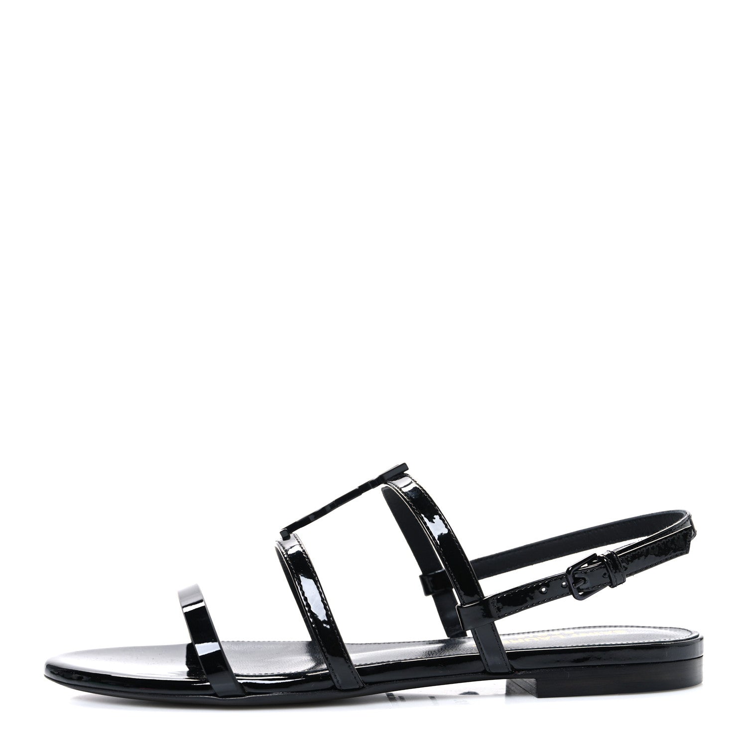 Saint Laurent Patent Calfskin Cassandra Monogram Sandals 35 Black 1 of 11