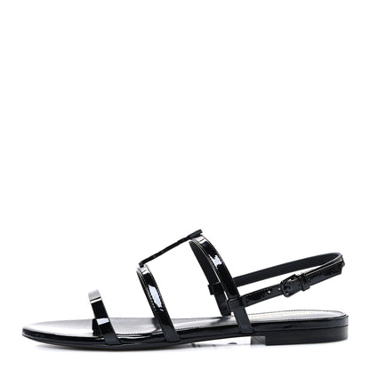 Saint Laurent Patent Calfskin Cassandra Monogram Sandals 35 Black 1 of 11