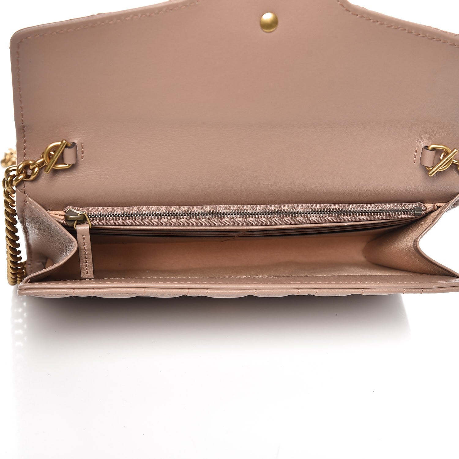 Gucci Calfskin Matelasse Mini Pearly GG Marmont Chain Wallet Porcelain Rose 5 of 7