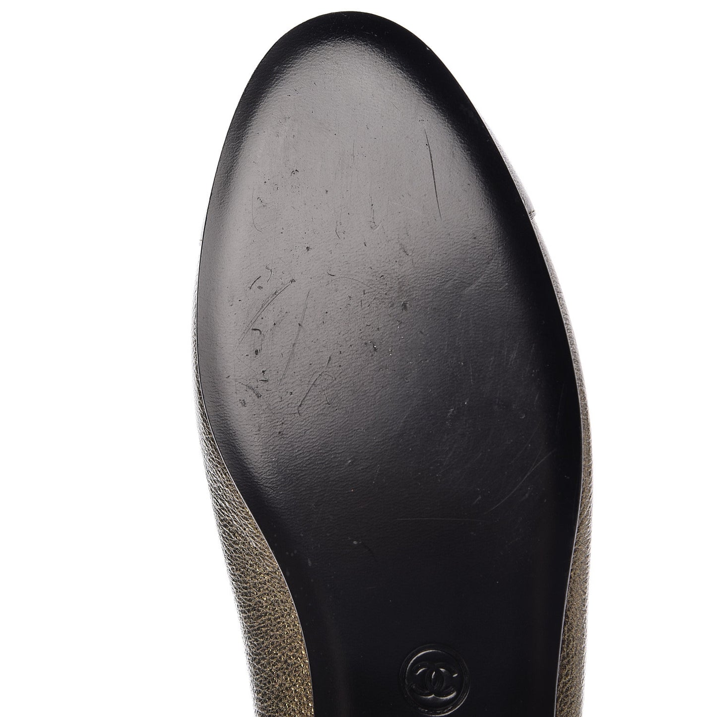 Metallic Calfskin Cap Toe CC Ballerina Flats 40 Gold