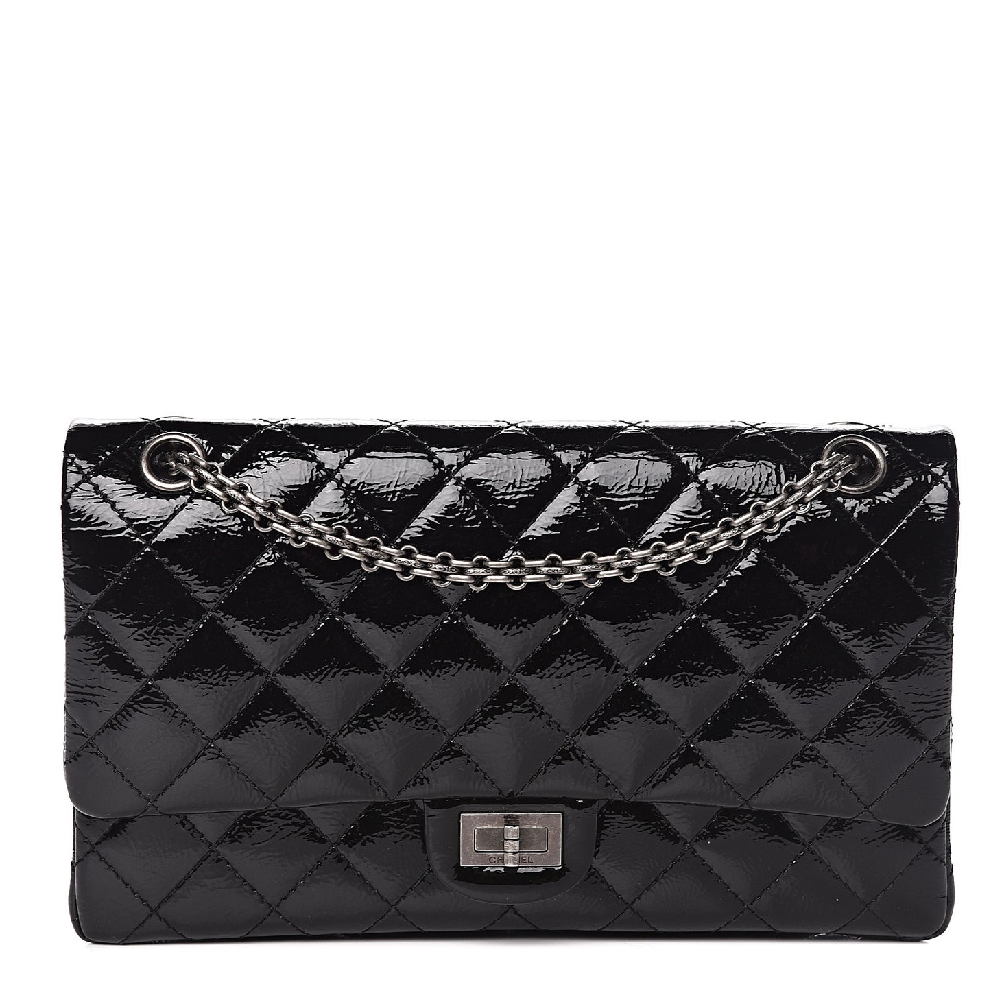 Distressed Patent Quilted 2.55 Reissue 226 Flap Black