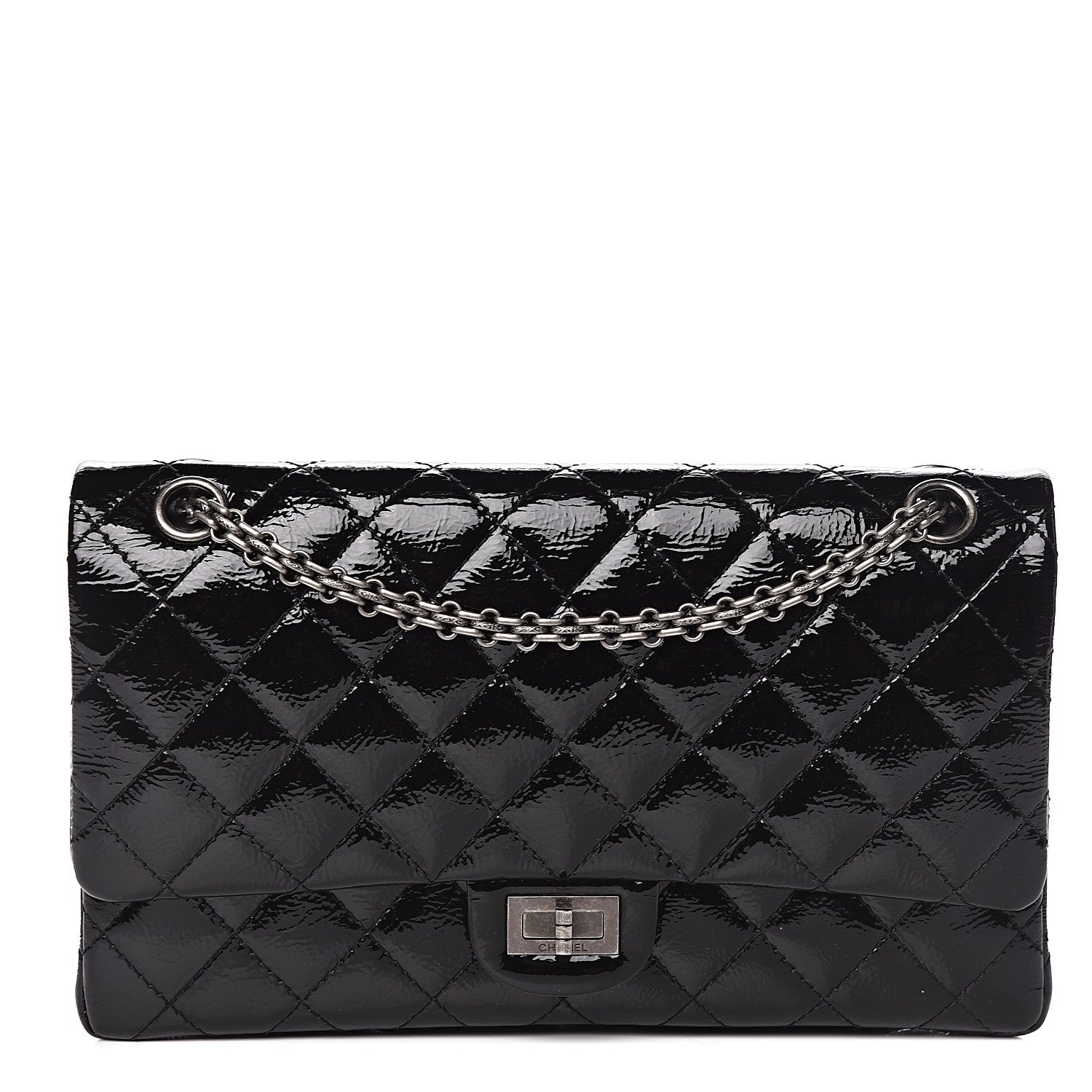 Chanel Distressed Patent Quilted 2.55 Reissue 226 Flap Black 1 of 14