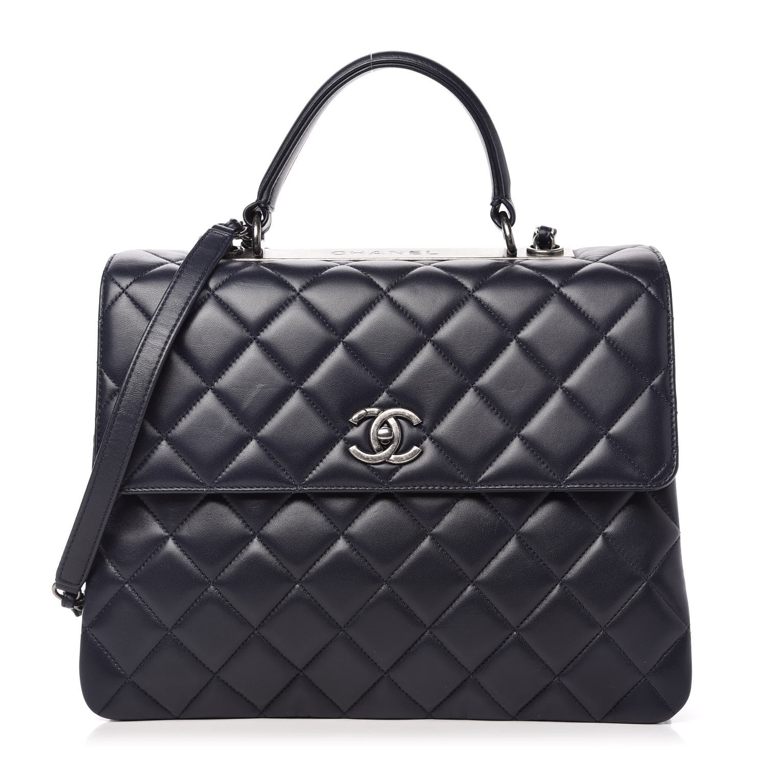 Chanel Lambskin Quilted Large Trendy CC Flap Dual Handle Bag Navy 1 of 10
