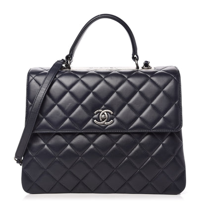 Chanel Lambskin Quilted Large Trendy CC Flap Dual Handle Bag Navy 1 of 10