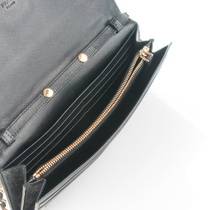 Prada Saffiano Metal Oro Chain Wallet Nero Black 8 of 11