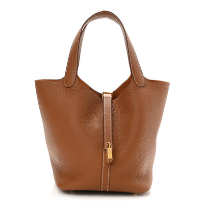 Hermes Taurillon Clemence Picotin Lock 22 MM Gold 1 of 10