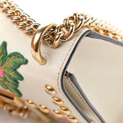 Gucci Calfskin Floral Embroidered Small Padlock Shoulder Bag White 23 of 26
