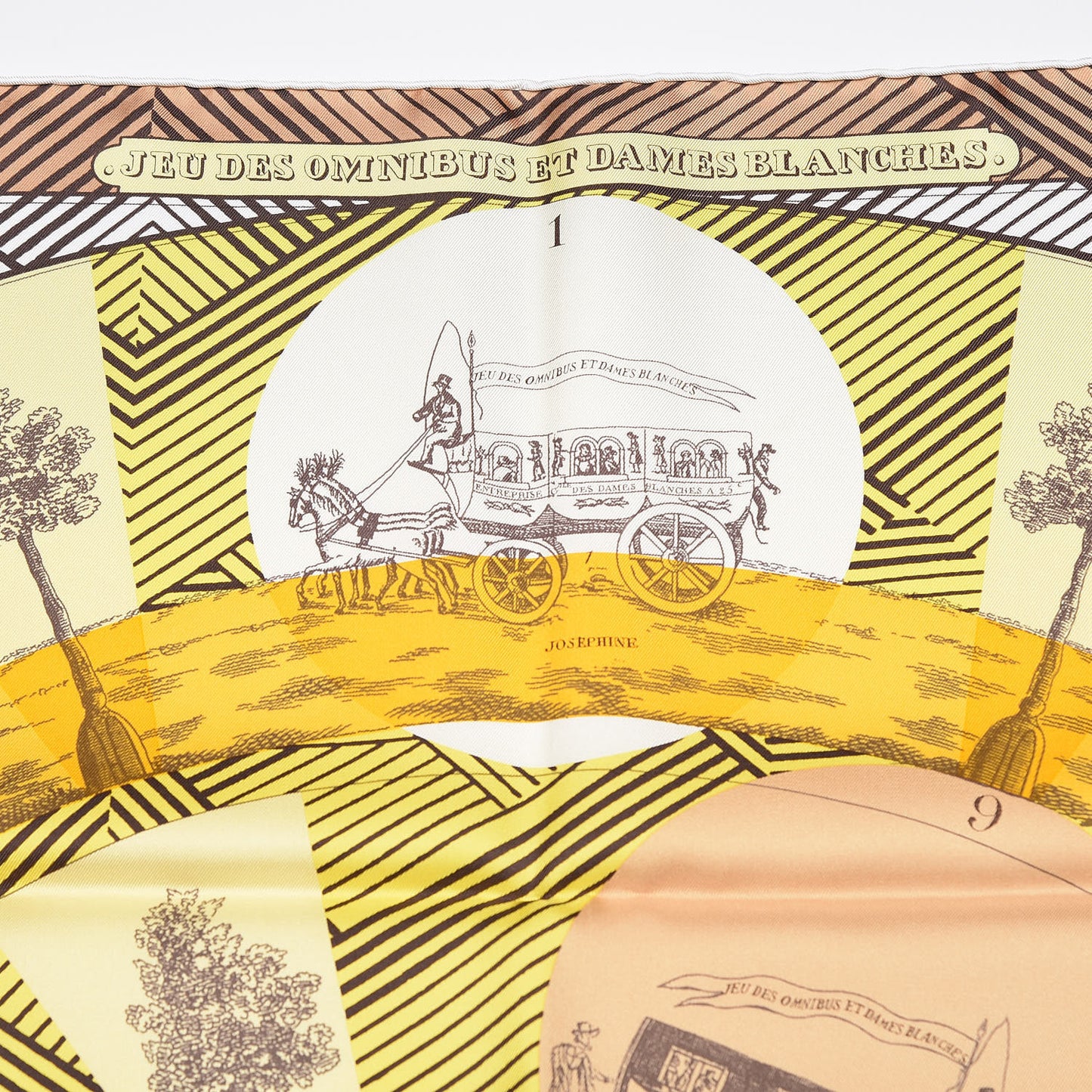 Silk Jeu Des Omnibus Remix Scarf 90 Blanc Jaune Beige