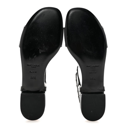 Saint Laurent Calfskin Studded Ankle Strap Sandals 36.5 Black 6 of 10