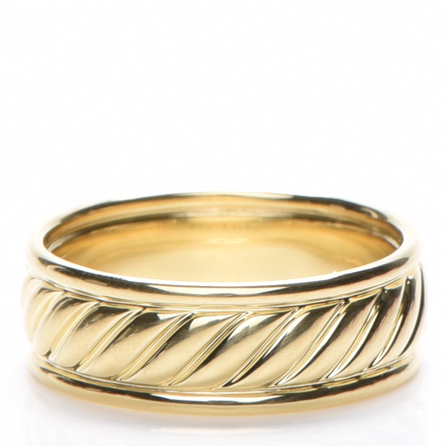 18K Yellow Gold 8mm Cable Classics Inset Band Ring 62 10