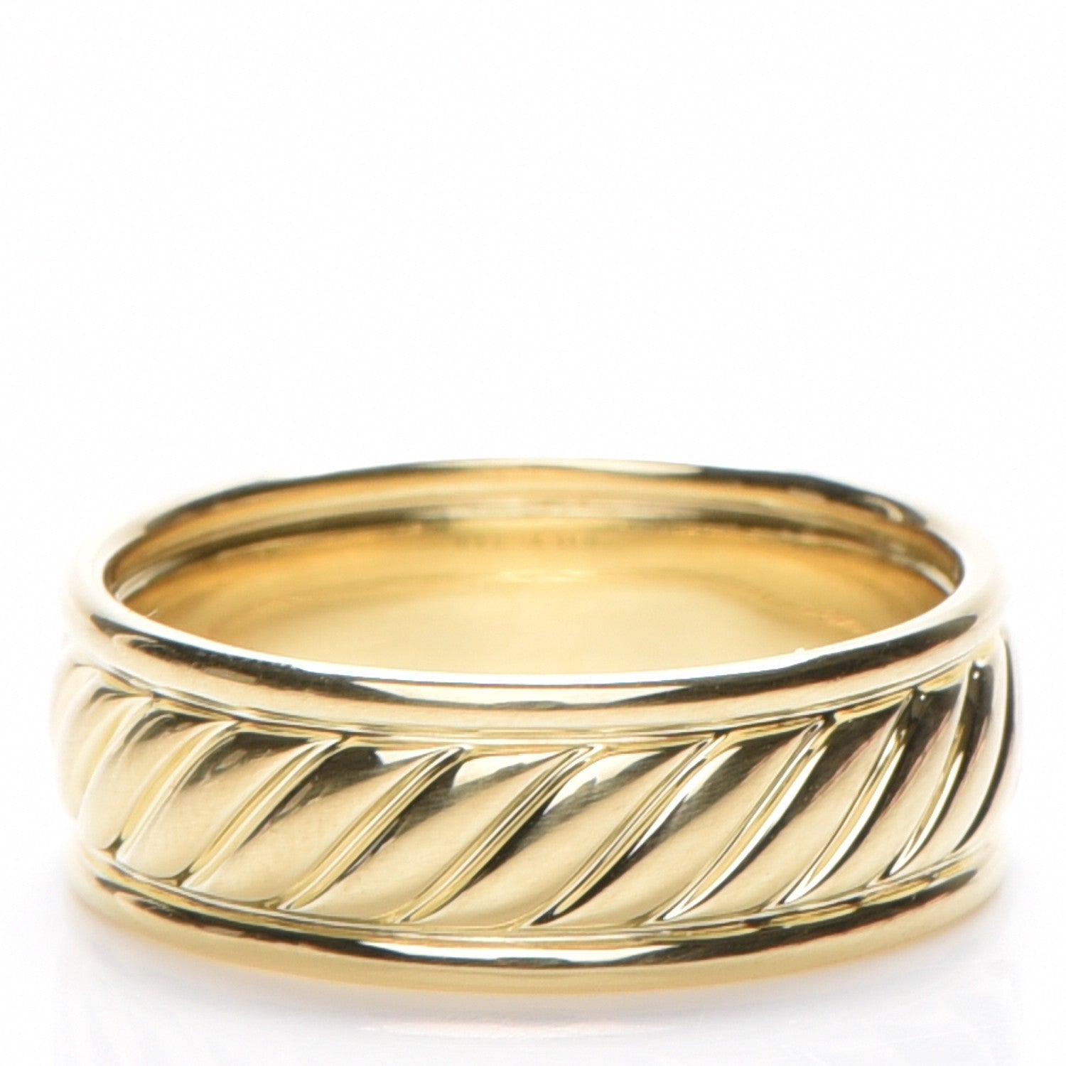 David Yurman 18K Yellow Gold 8mm Cable Classics Inset Band Ring 62 10 1 of 4