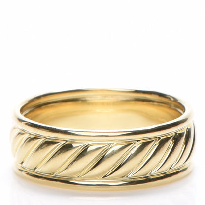 David Yurman 18K Yellow Gold 8mm Cable Classics Inset Band Ring 62 10 1 of 4