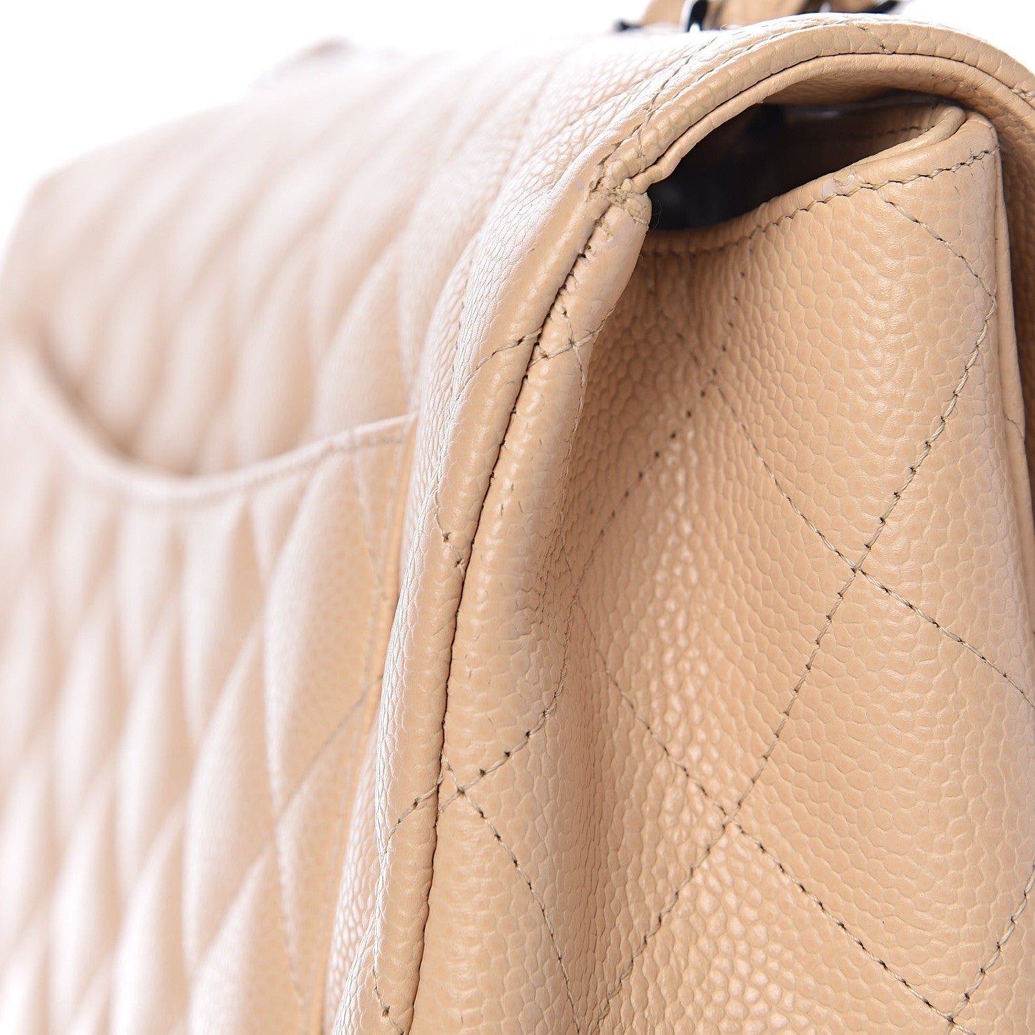 Chanel Caviar Quilted Jumbo Single Flap Beige Clair 15 of 23