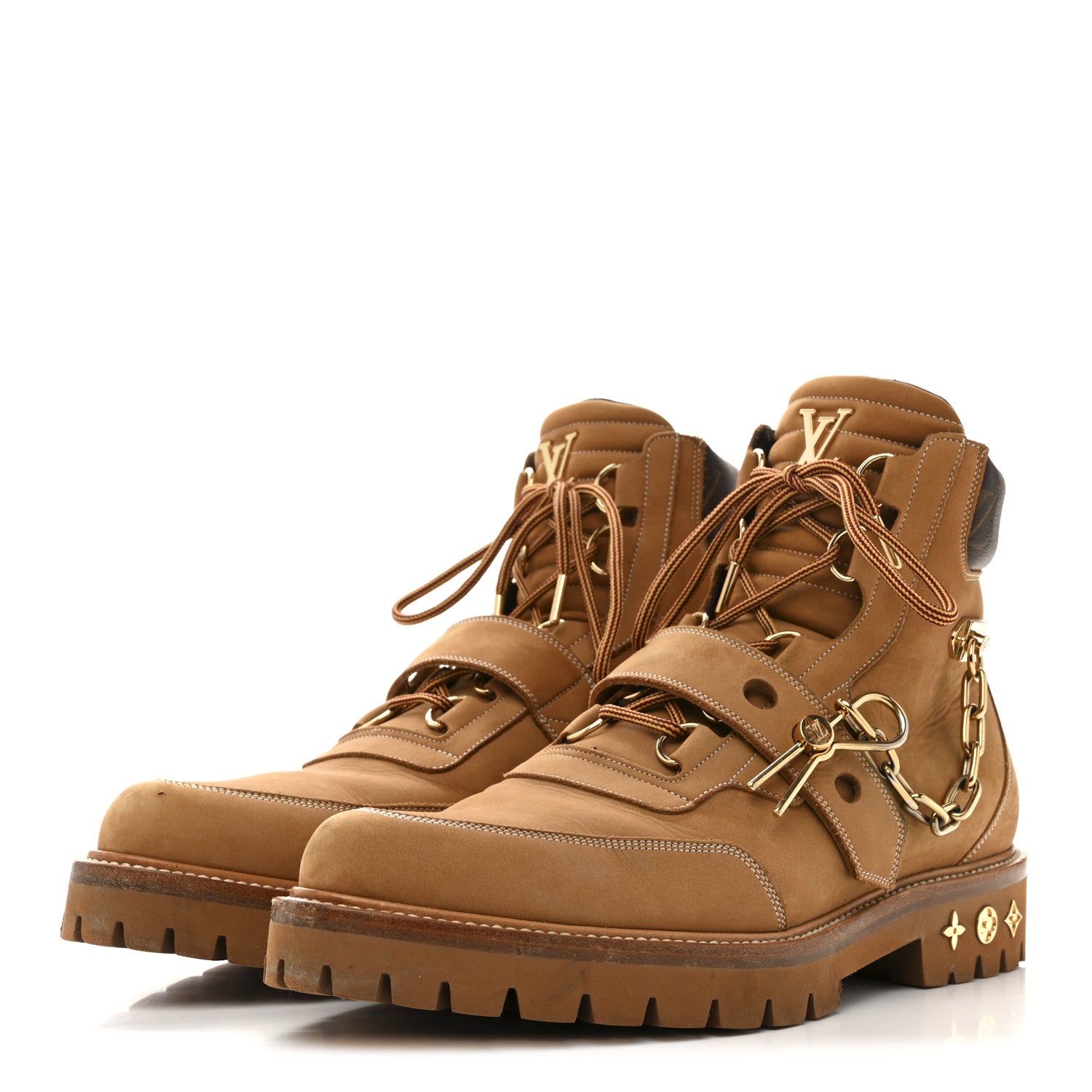 ブーツ LOUIS VUITTON Suede Leather Shoes Louis Vuitton Suede Calfskin Monogram Mens Creeper Ankle Boots 9.5